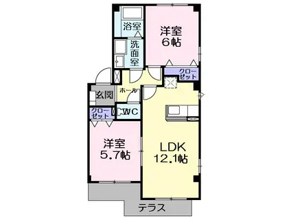 ビオラ館(2LDK/1階)の間取り写真