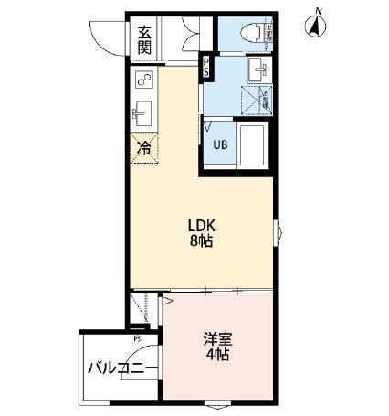 ヘゼリヒフラット 中浦和(1LDK/2階)の間取り写真