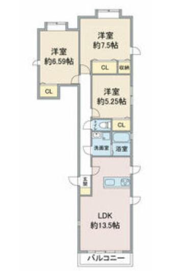 ヒルズ覚王山北(2SLDK/1階)の間取り写真
