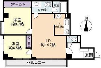 リエール市ヶ谷(2LDK/2階)の間取り写真