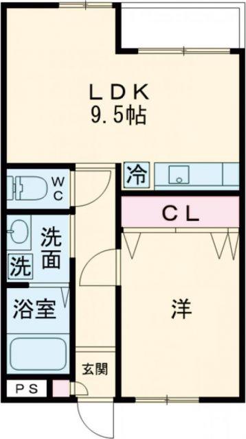 SIGNPOST女の都(1LDK/2階)の間取り写真
