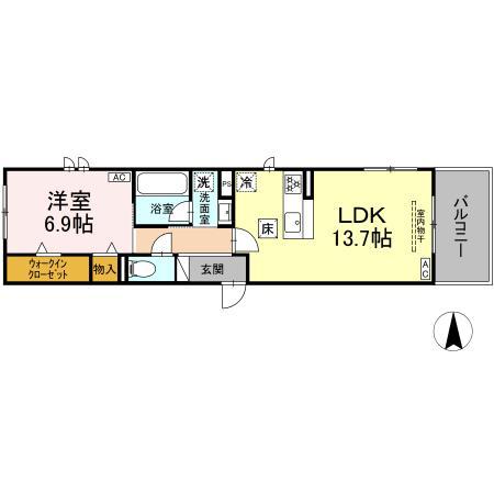 カサ クアルト(1LDK/2階)の間取り写真