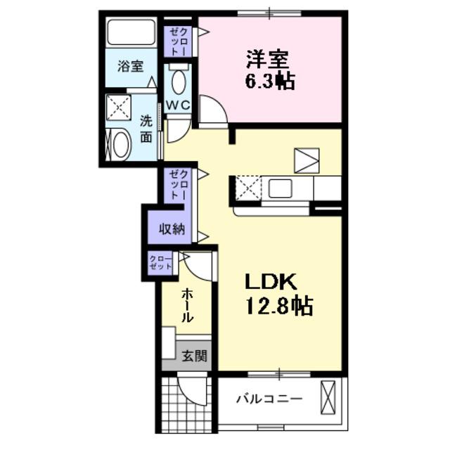 シャルムTW(1LDK/1階)の間取り写真