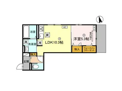 アリビオ立花(1LDK/1階)の間取り写真