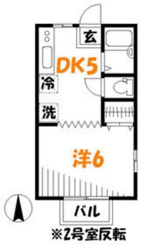 サンハイツVI(1DK/2階)の間取り写真