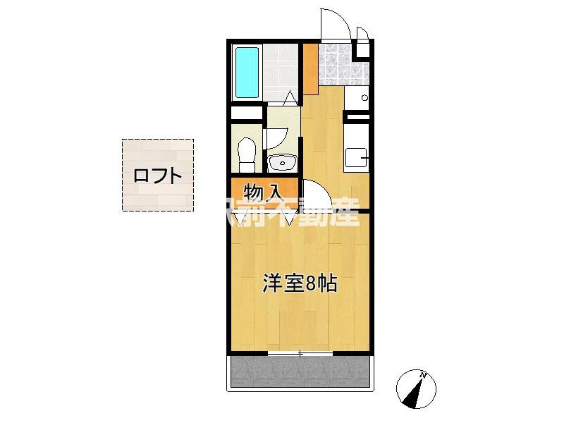 アルカディア(1K/2階)の間取り写真