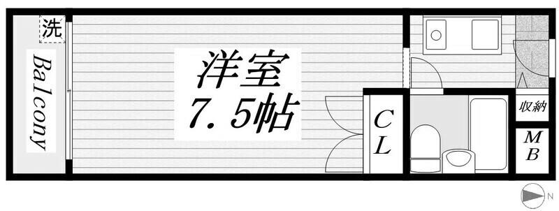 メゾンド六甲パートII(ワンルーム/3階)の間取り写真