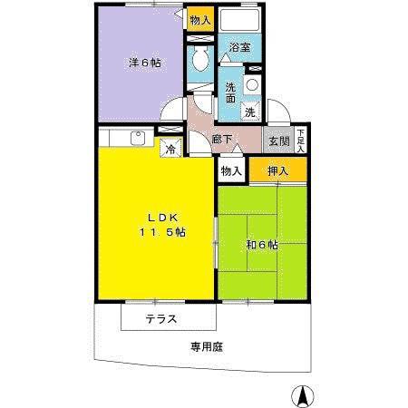シェルゼファー(2LDK/1階)の間取り写真