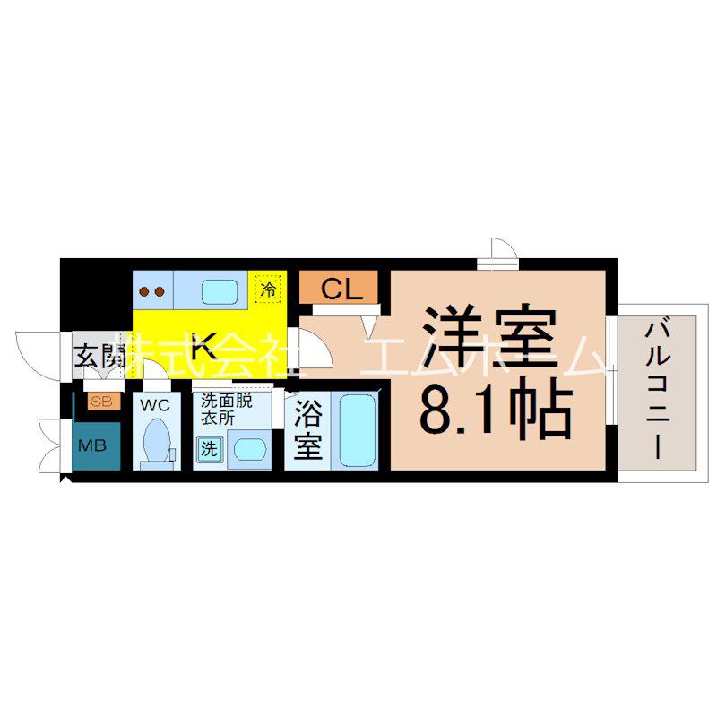 パルティール高畑アネックス(1K/10階)の間取り写真