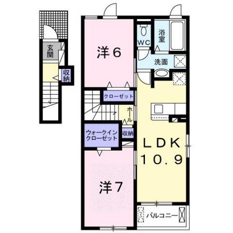 アルコバレーノ(2LDK/2階)の間取り写真