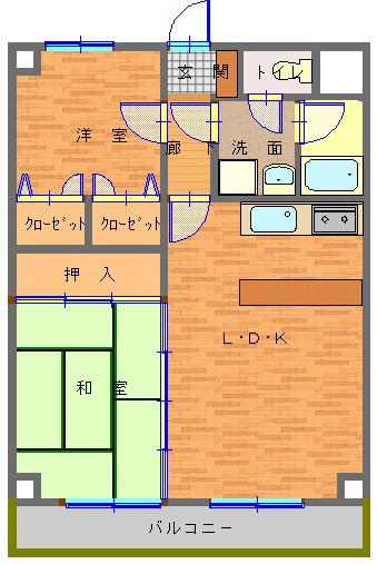 DI紫塚(2LDK/3階)の間取り写真