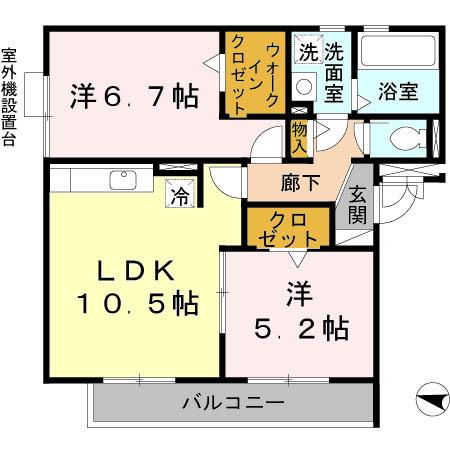 セジュールピア(2LDK/2階)の間取り写真