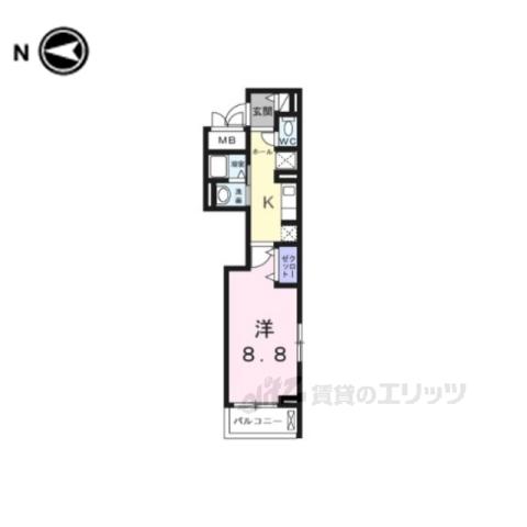 サピー日英Ⅲ(1K/2階)の間取り写真