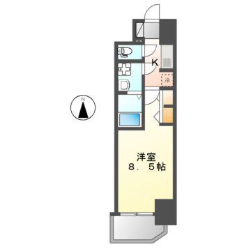 S-RESIDENCE黒川本通一丁目(1K/8階)の間取り写真