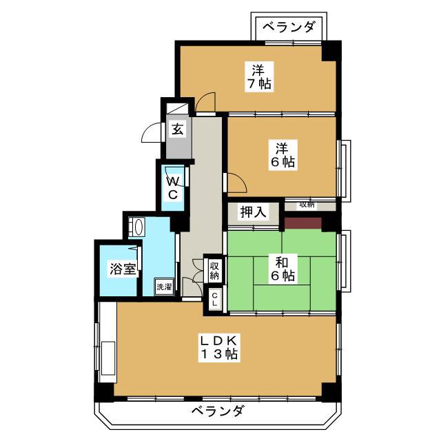 サカイ第一ビル(3LDK/3階)の間取り写真