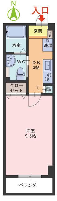DUAL PLACE(1DK/2階)の間取り写真