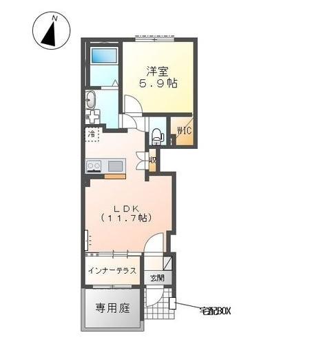 ORIENTAL COURT(1LDK/1階)の間取り写真