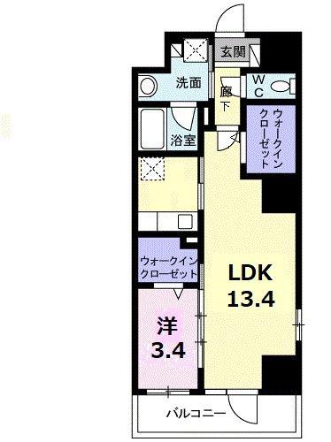カーサ プリマ(1LDK/3階)の間取り写真