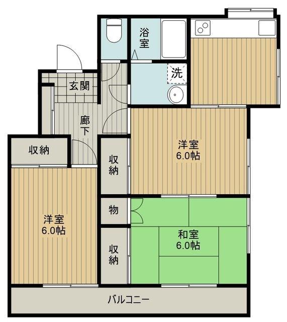 ハイコーポ松本屋(3K/2階)の間取り写真