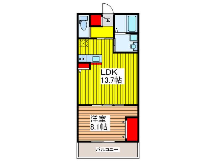 チェルアムール(1LDK/1階)の間取り写真