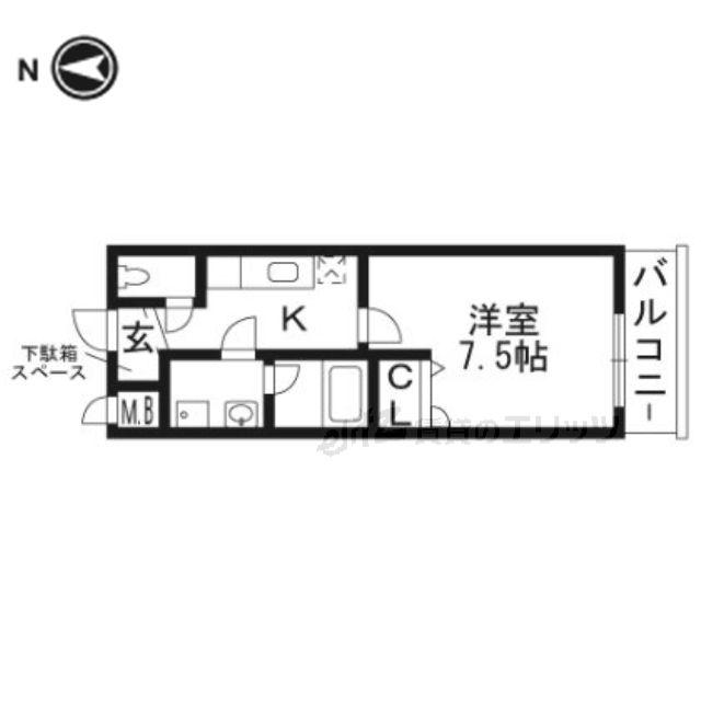 フジパレスタカシロI番館(1K/1階)の間取り写真
