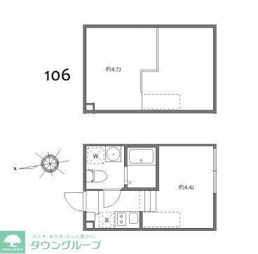 ブリスガーデン(ワンルーム/1階)の間取り写真