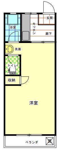 マンションカザミドリ(1K/2階)の間取り写真