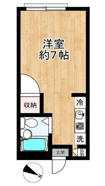 コーポ宮永(ワンルーム/2階)の間取り写真