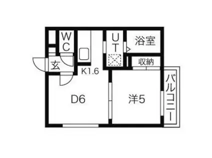 フルハート(1DK/3階)の間取り写真