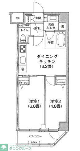 ティモーネプレミアム押上イースト(2DK/2階)の間取り写真