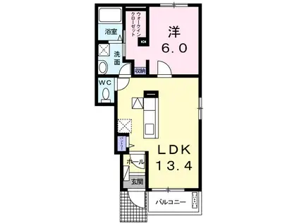 ＪＲ徳島線 徳島駅 バス乗車時間：17分 最寄りバス停で下車 徒歩9分 2階建 築13年(1LDK/1階)の間取り写真