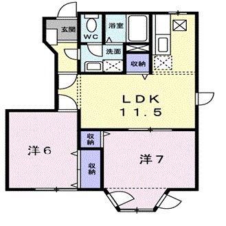ハイム万々(2LDK/1階)の間取り写真