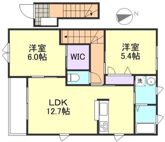 アンソレイユ II A(2LDK/2階)の間取り写真