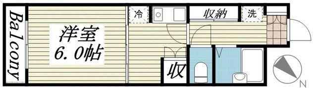 ロイヤルクレセント(1K/4階)の間取り写真