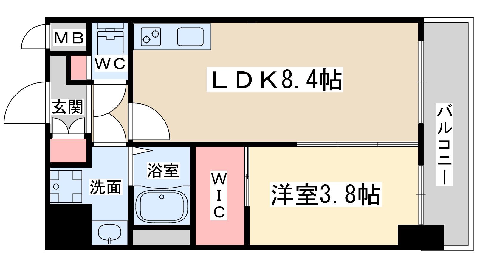 エスリードレジデンス梅田マークス(1LDK/6階)の間取り写真