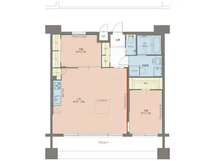 プレジオ東三国(2LDK/8階)の間取り写真