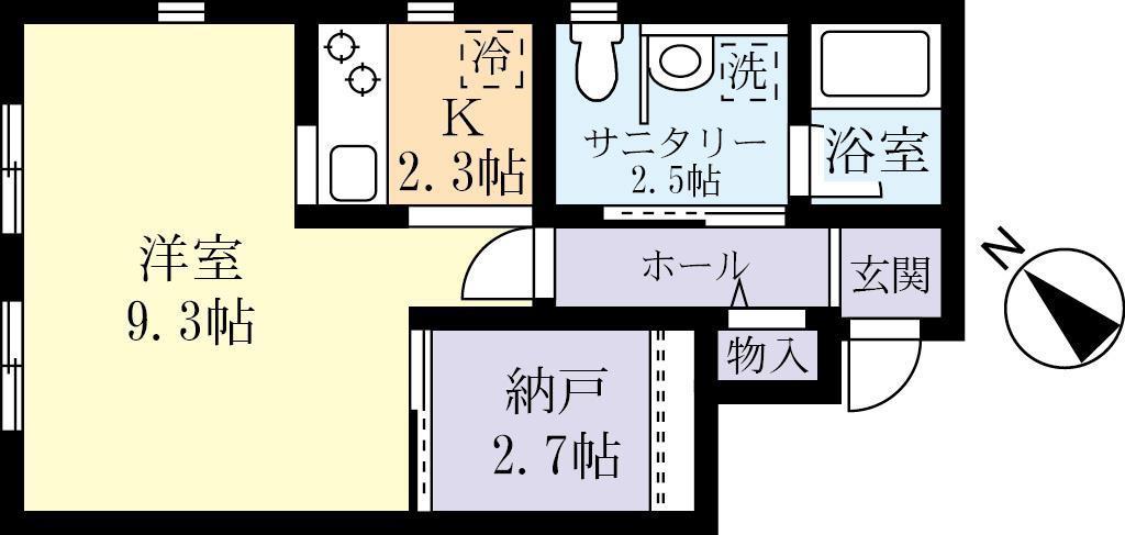 ROSE壱番館(1K/2階)の間取り写真