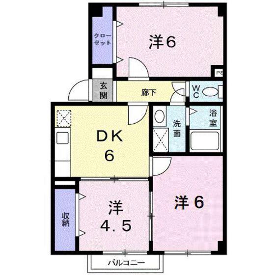 リアルドリームI(3DK/2階)の間取り写真