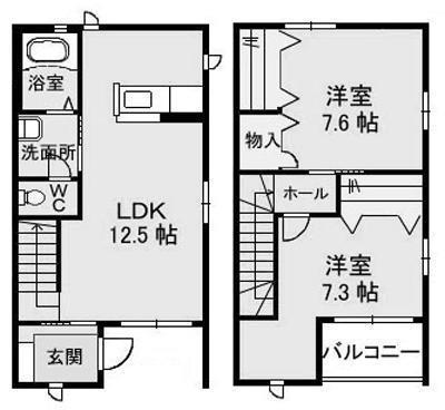 ピースフル岩崎(2LDK/1階)の間取り写真