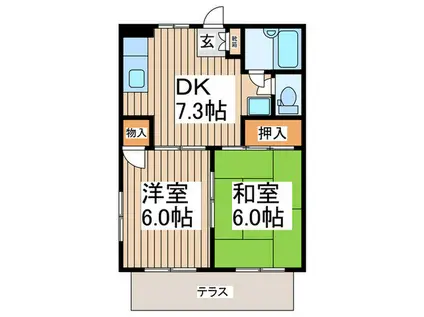 コーポトーマス B(2DK/1階)の間取り写真