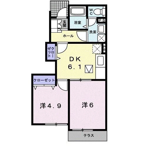 クレスト-ル春山(2DK/1階)の間取り写真