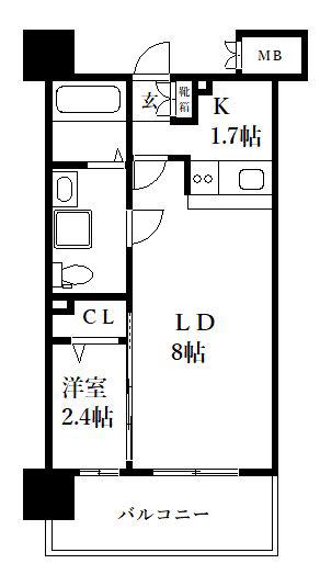 グランフォーレプライム大手門(1LDK/3階)の間取り写真