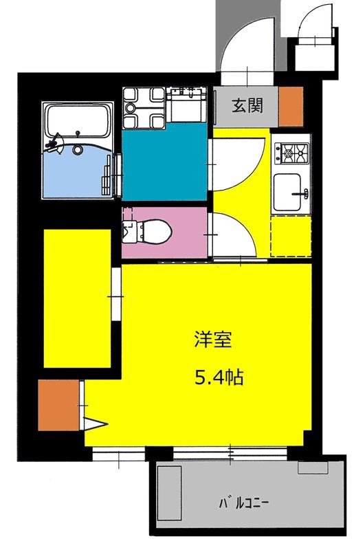 ビーカーサ南幸町(1SK/5階)の間取り写真