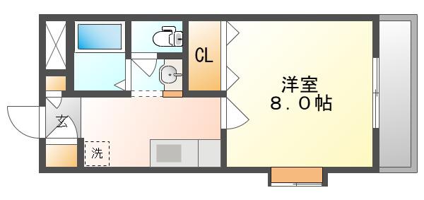 アルペジオ富町(1K/1階)の間取り写真