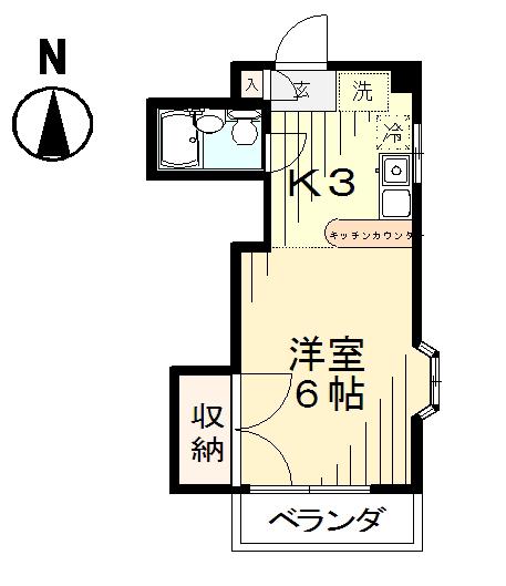 ニュー青葉(1K/2階)の間取り写真