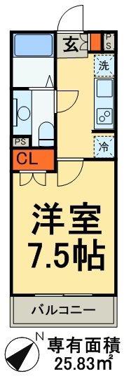 リバーハイツ幕張(1K/3階)の間取り写真