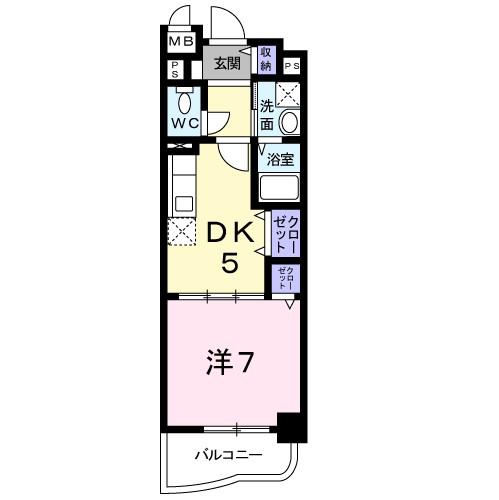 アリスト大和高田(1DK/3階)の間取り写真