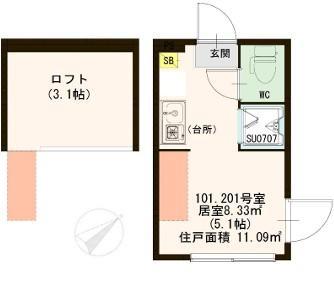 ハーモニーテラス高円寺南III(ワンルーム/1階)の間取り写真