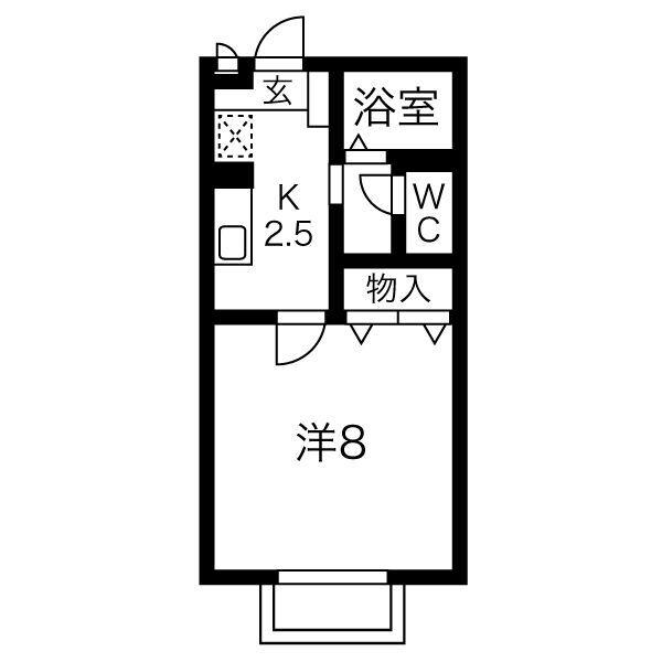 セジュール筒井(1K/1階)の間取り写真