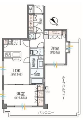 プライマリー相模大野ステーションフロント(2LDK/12階)の間取り写真
